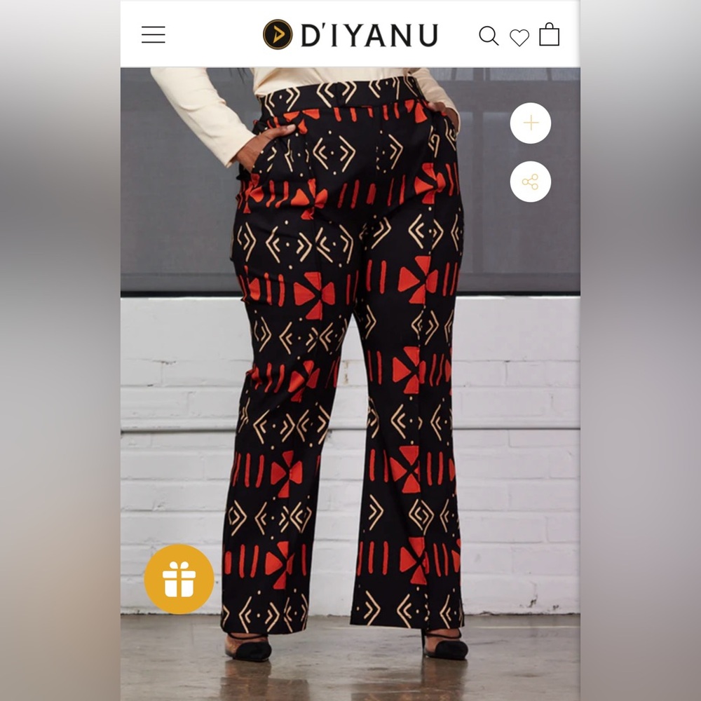 NWT- Aisha Women's African Print Pants (Natural Mudcloth)